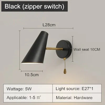 Modern Nordic bedside lamp with adjustable creative switch