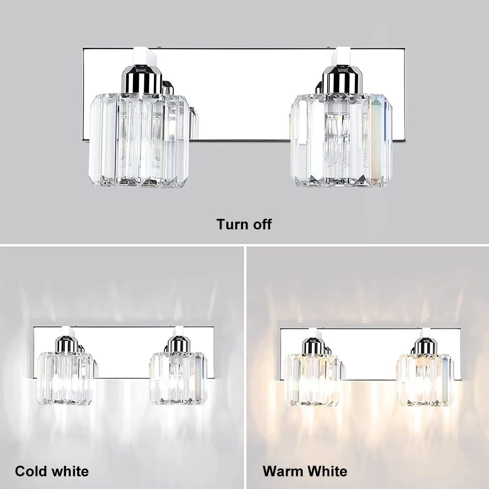 Modern crystal bathroom mirror wall light - vue 10 sur 14