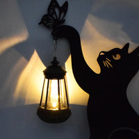 Decorative waterproof hanging solar lantern with cat silhouette, multifunctional