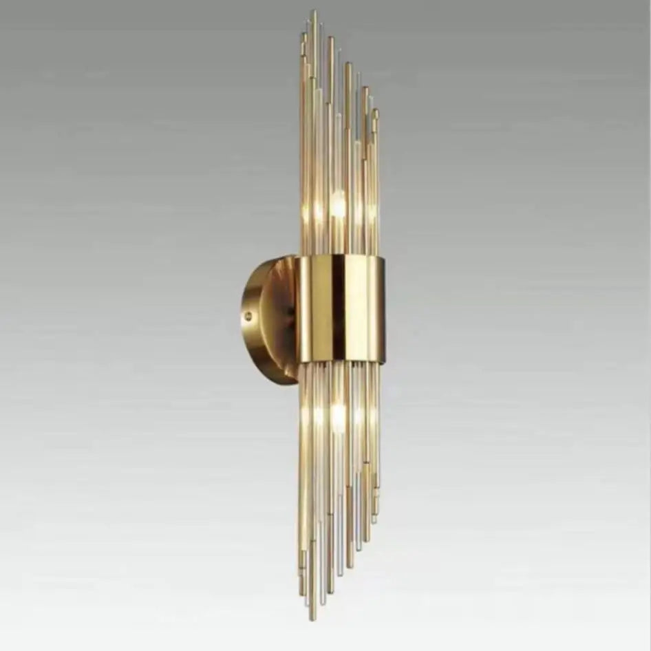 Modern stainless steel wall light with clear glass - vue 3 sur 9