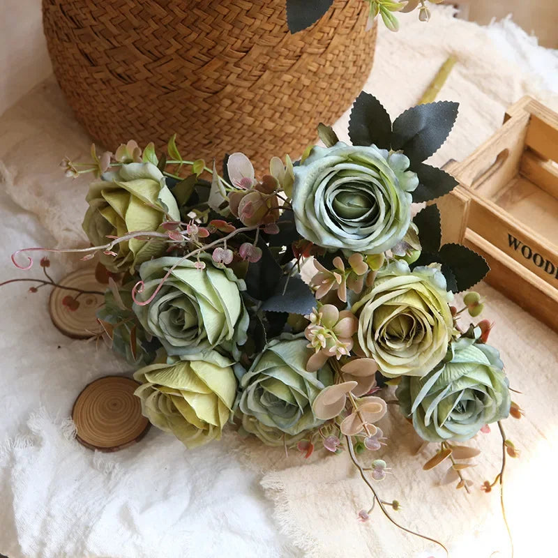 Artificial silk rose bouquet for home decoration - vue 7 sur 13