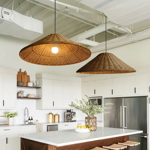 Zen conical bamboo rattan pendant light - vue 6 sur 16