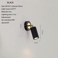 Modern wall light black gold adjustable bedside reading lamp