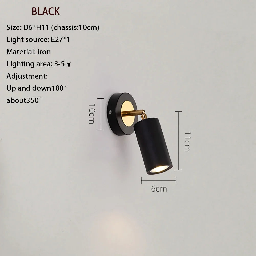 Modern wall lamp black and gold adjustable reading spotlight