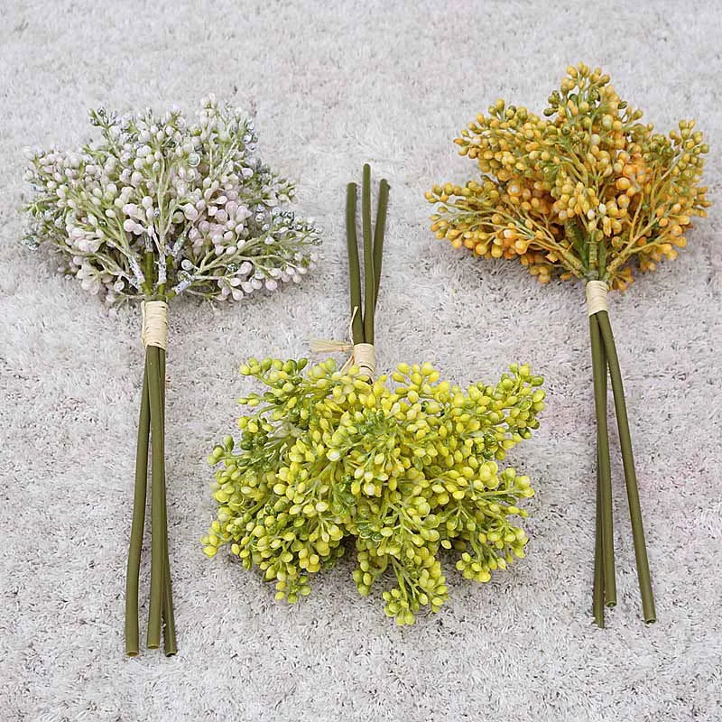 Set of 3 artificial rice bouquets for decoration and floral arrangements
