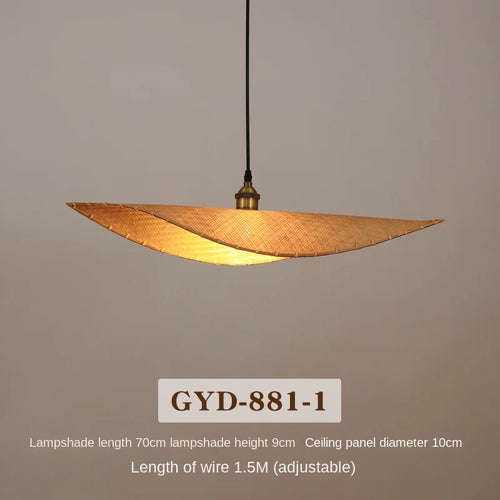 Japanese style bamboo chandelier for zen Asian decor - vue 10 sur 11