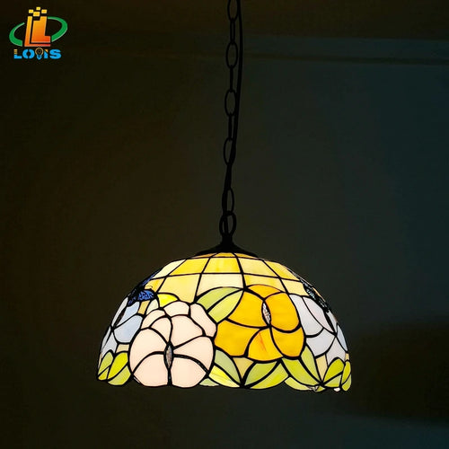 Rustic butterfly and flower chandelier tiffany style for restaurant - vue 5 sur 6