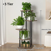 multi-tiered wooden plant and flower stand