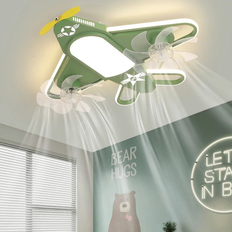 Creative cartoon airplane LED chandelier for children - vue 4 sur 10