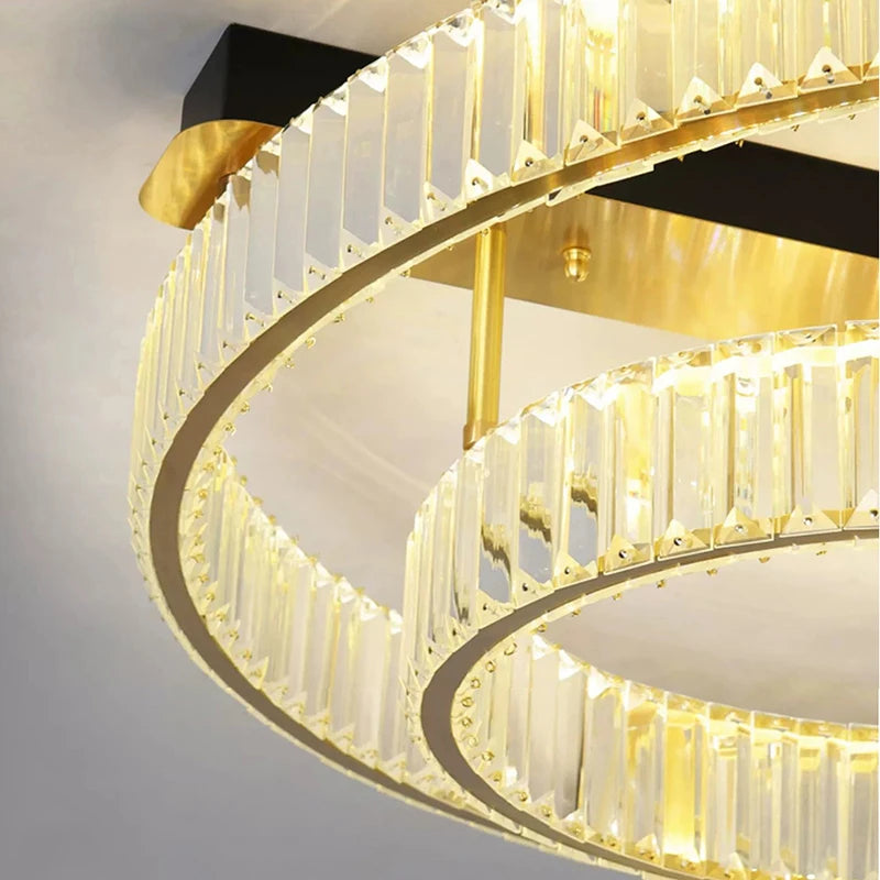 Luxury copper and crystal ceiling light lampara de techo - vue 6 sur 15