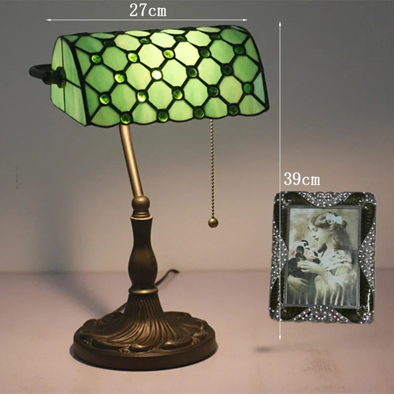 vintage stained glass bedside lamp for interior decoration