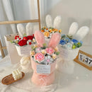 Knitted rose bouquet cartoon gift for valentine’s day and christmas