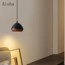 Japanese wabi-sabi style iron chandelier with Nordic walnut effect