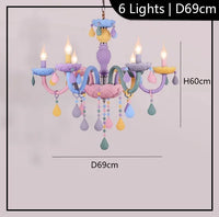 Children's rainbow chandelier macarone kawaii LED