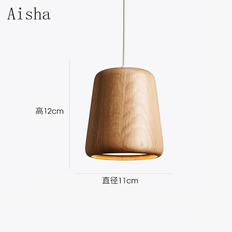 Minimalist solid wood Nordic pendant light for interiors - vue 5 sur 8