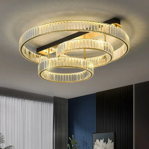 Luxury copper and crystal ceiling light modern decoration - vue 3 sur 15