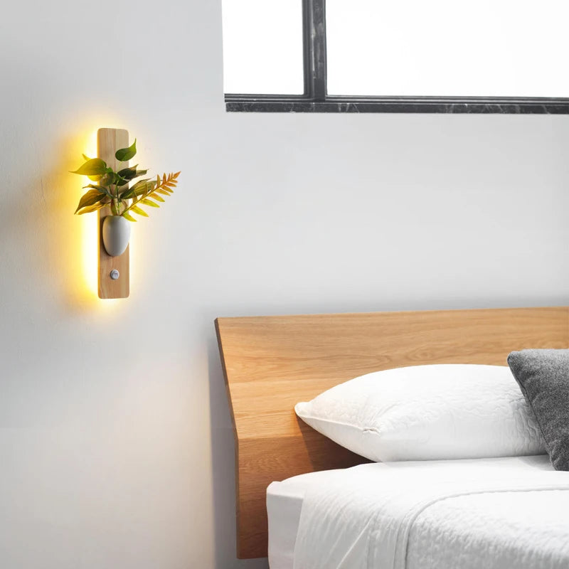 Wooden LED wall light for decorative indoor use 2023