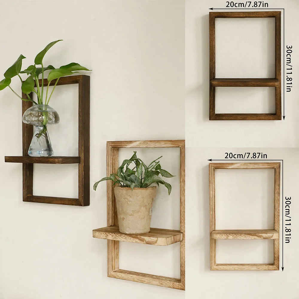 wooden frame for wall hanging and decorative shelf