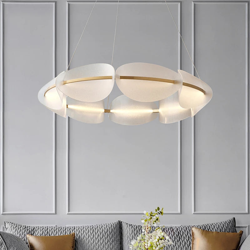 Art deco pendant light, 3 colour temperatures, designer acrylic