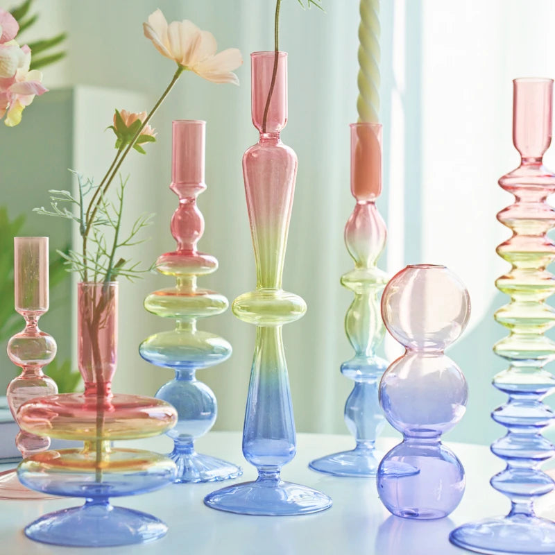Glass candlestick holder for party and wedding decorations - vue 5 sur 16