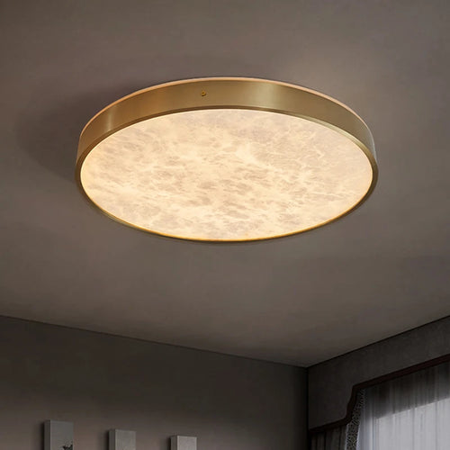 luxurious brass led ceiling light mounted in circular marble - vue 4 sur 8