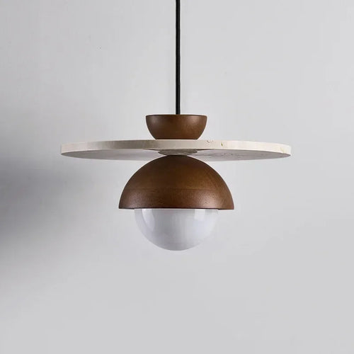 Modern LED pendant lamp, walnut stone pendant lamp, bedside lamp, indoor home decoration - vue 5 sur 7