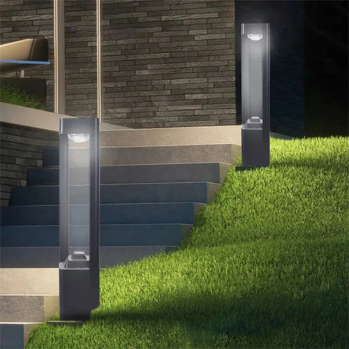 Modern square aluminium solar lamps for outdoor waterproof use - vue 10 sur 12