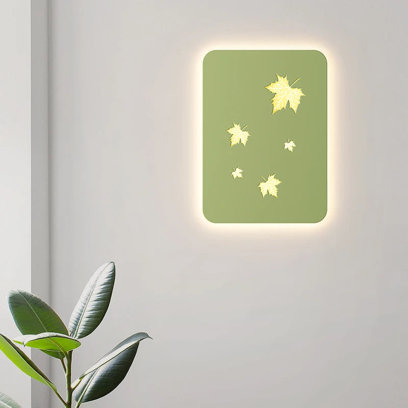 Dimmable metal wall light with maple leaves - vue 3 sur 8