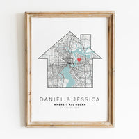 carte de ville personnalisée cadeau de saint-valentin pour lui