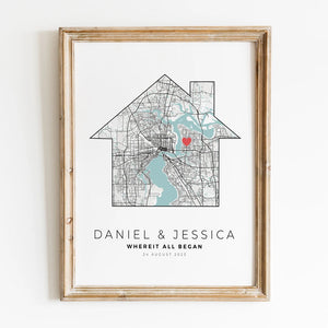 carte de ville personnalisée cadeau de saint-valentin pour lui