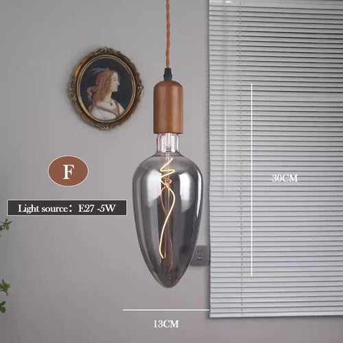 Retro art glass chandelier with solid wood for interior decoration - vue 21 sur 25