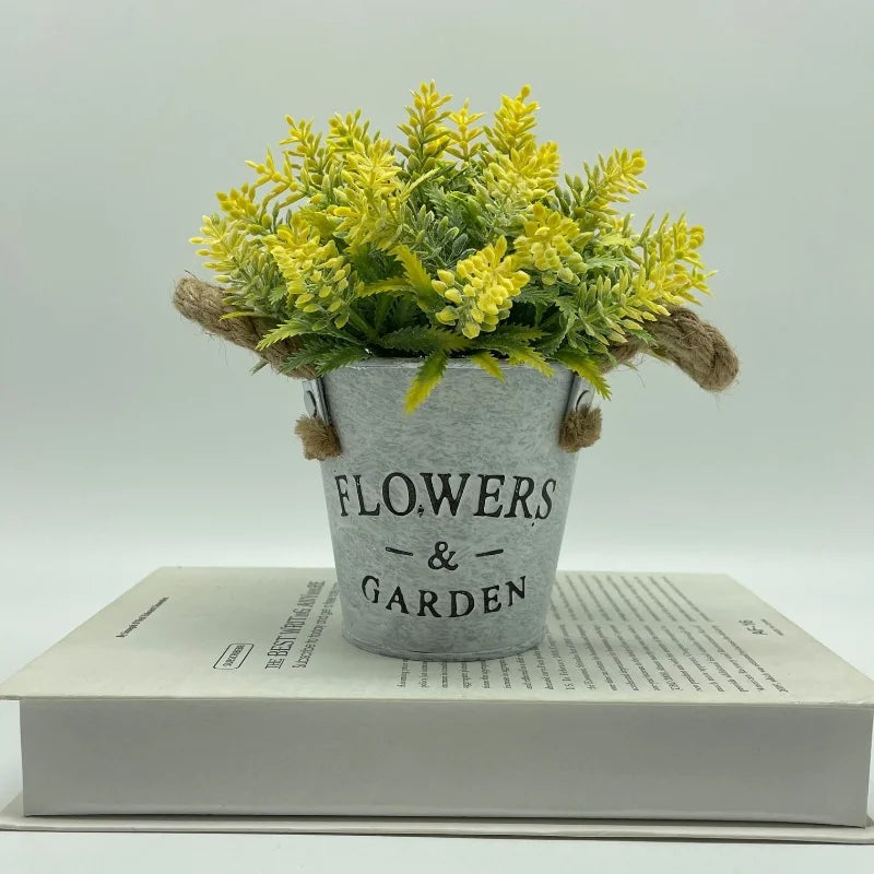 Artificial eucalyptus lavender plant in pot for indoor decoration