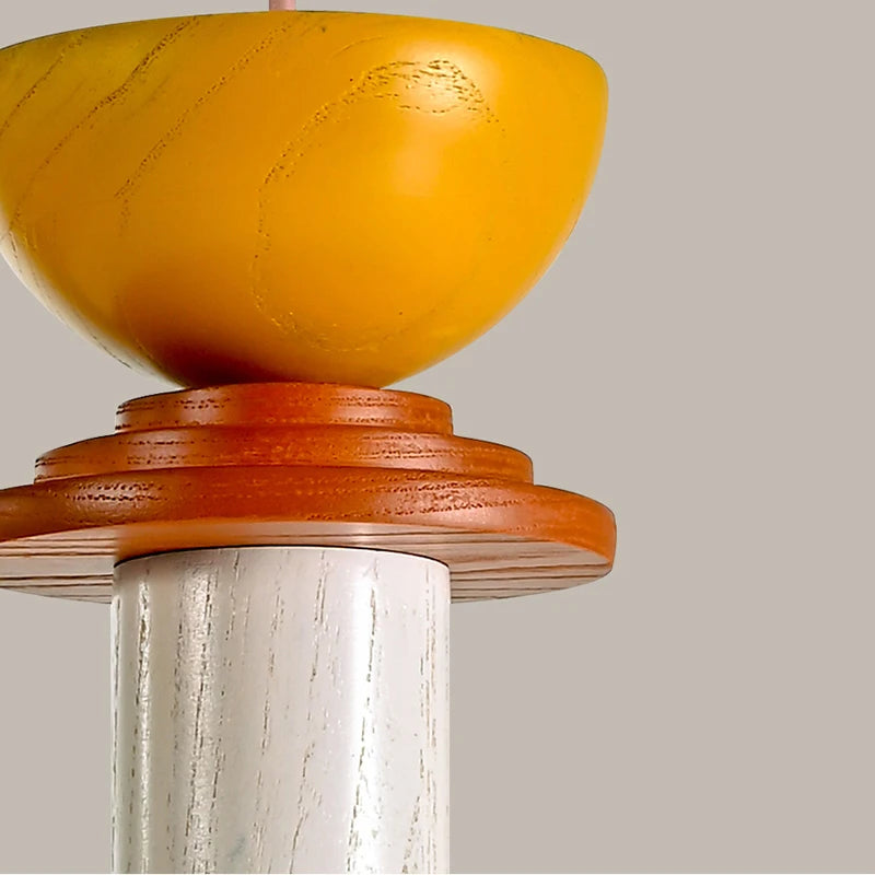 Modern wooden chandelier with LED for home - vue 5 sur 13
