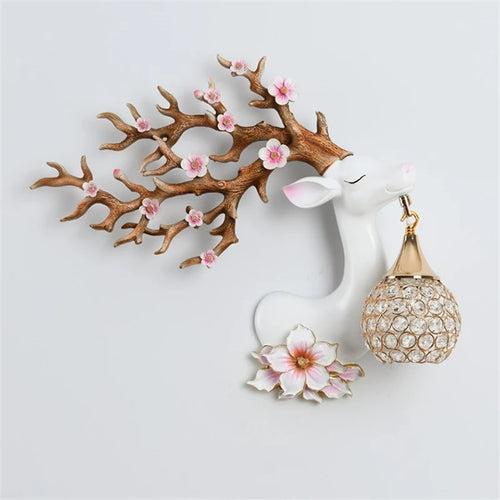 Modern resin wall light with Chinese style fortune deer - vue 2 sur 10
