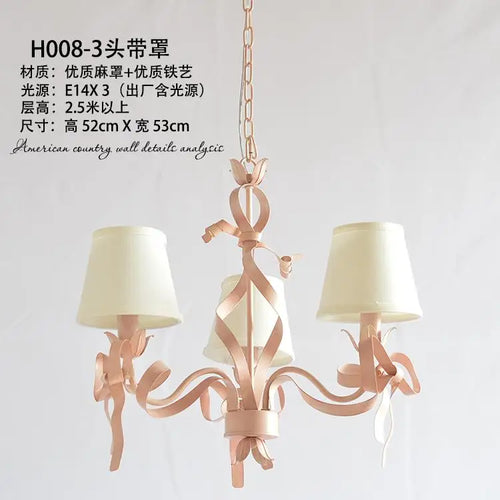 Pink ribbon chandelier for elegant children's bedroom - vue 9 sur 14