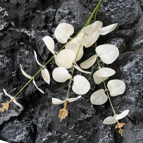 Artificial eucalyptus leaves and flowers for decorations and floral arrangements