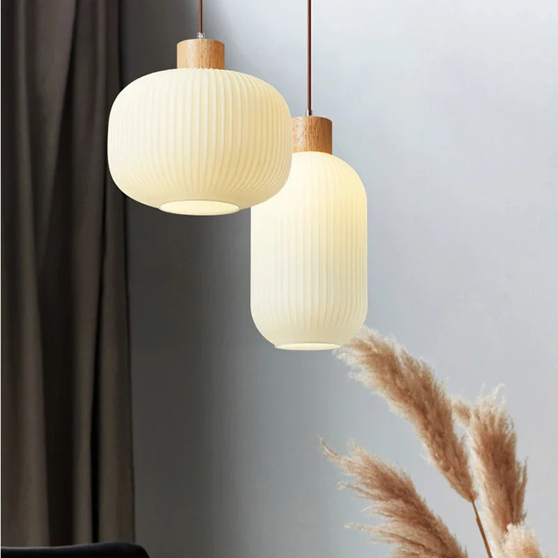 Modern Japanese style glass ceiling light for interior decoration