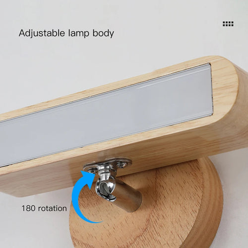 Modern wooden circular wall light for bedroom, living room, children’s room, hallway or bedside - vue 5 sur 8
