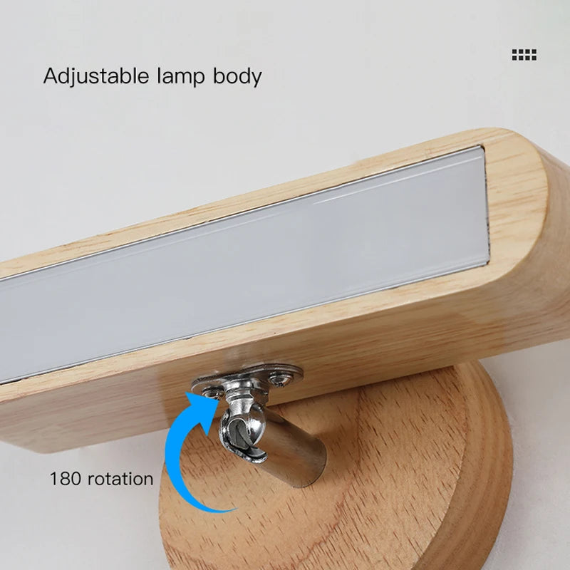Modern wooden circular wall light for bedroom, living room, children’s room, hallway or bedside - vue 4 sur 8