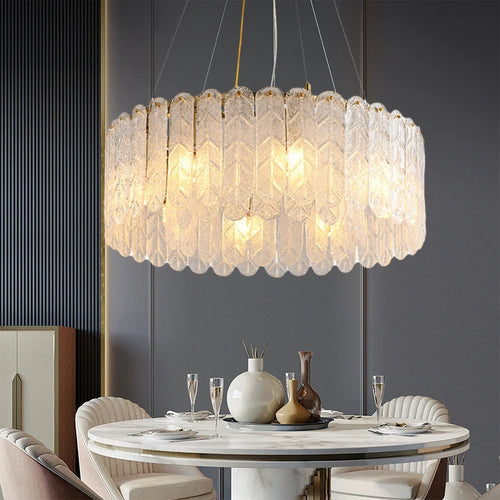 Modern Nordic glass LED chandelier with crystal pendant - vue 2 sur 8