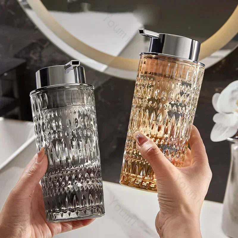 elegant and practical glass soap bottle for bathroom