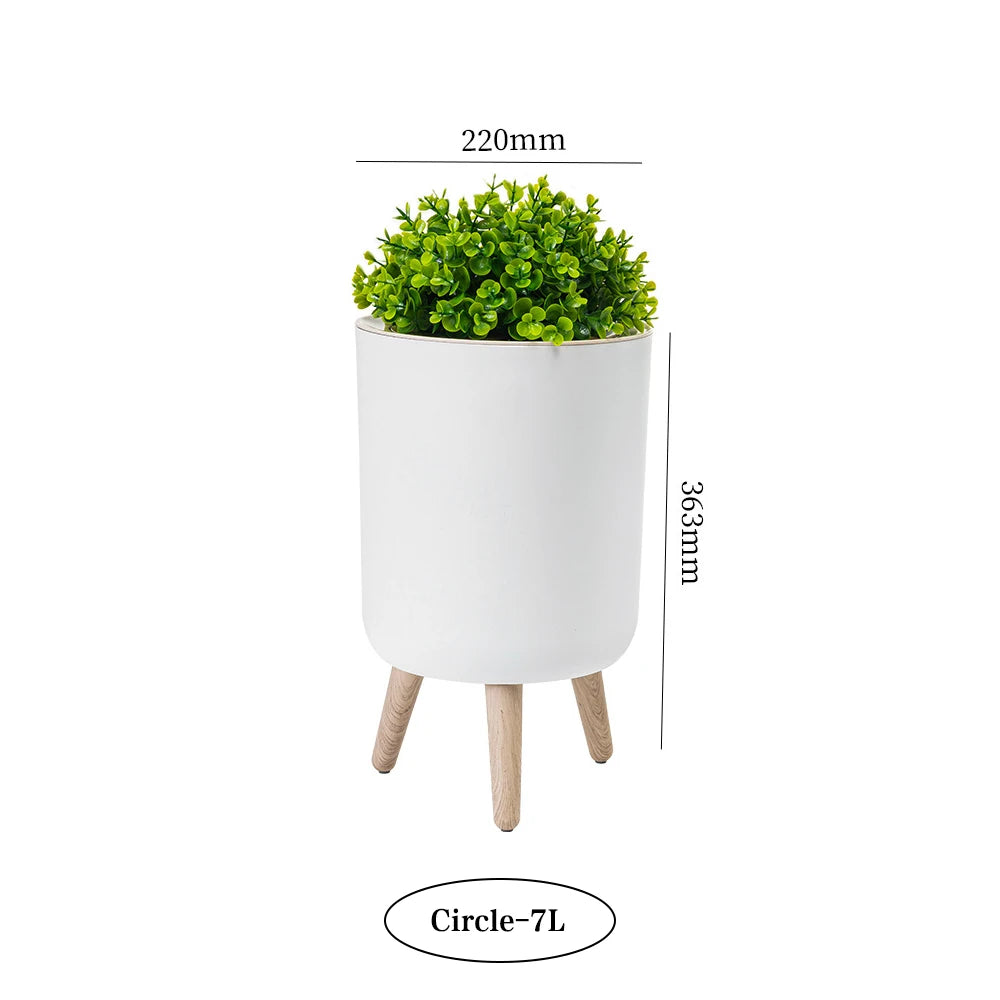 high foot wooden trash can with creative lid for waste - vue 11 sur 11