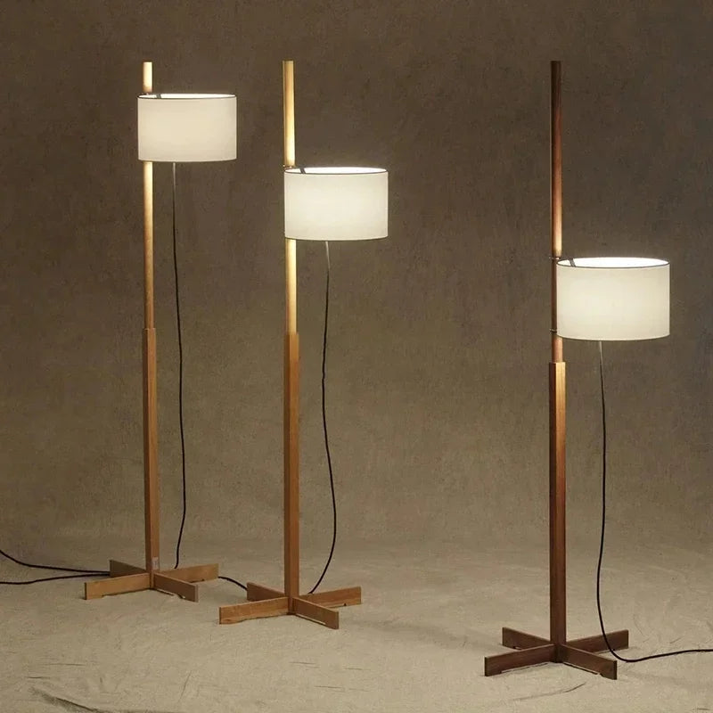 Solid wood floor lamp with fabric shade nordic home decor
