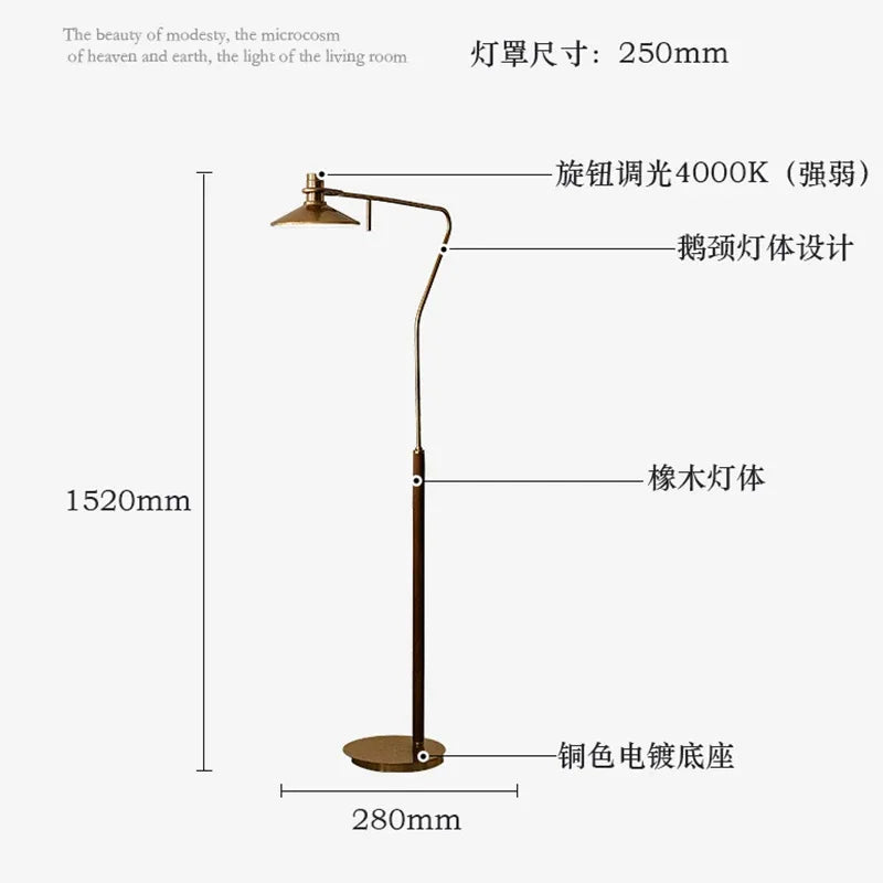 Modern solid wood LED floor lamp with retro design - vue 6 sur 8