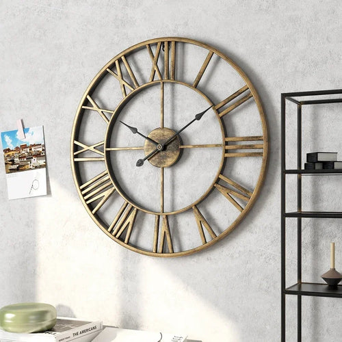 3d modern decorative wall clock retro roman style silent metal - vue 5 sur 9