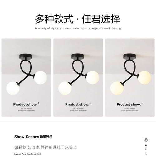 Black and gold glass ceiling light for hallway, balcony, entryway, cloakroom - vue 6 sur 8