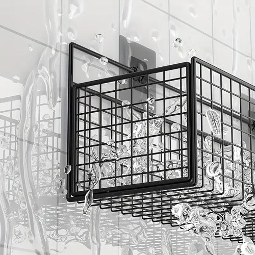 space-saving metal wall-mounted storage basket for accessories - vue 4 sur 6