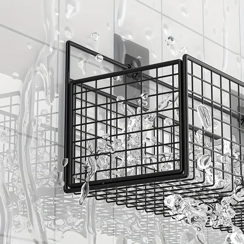 space-saving metal wall-mounted storage basket for accessories - vue 3 sur 6