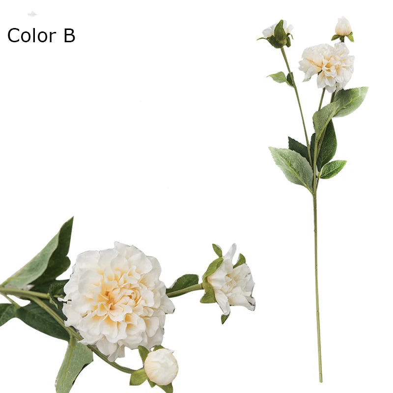 Artificial Sweet Three-Headed Peony Flower, Wedding Decoration, Simulation Peony Flower, Living Room and Office Decoration - vue 7 sur 9