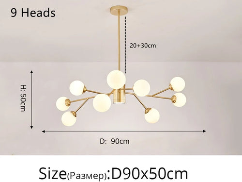 Nordic glass chandelier magic bean designer home decor - vue 12 sur 14